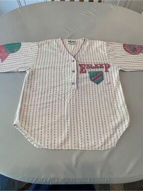 Vintage ESLEEP Graphic Pajama Set Y2K Lounge Baseball Style
